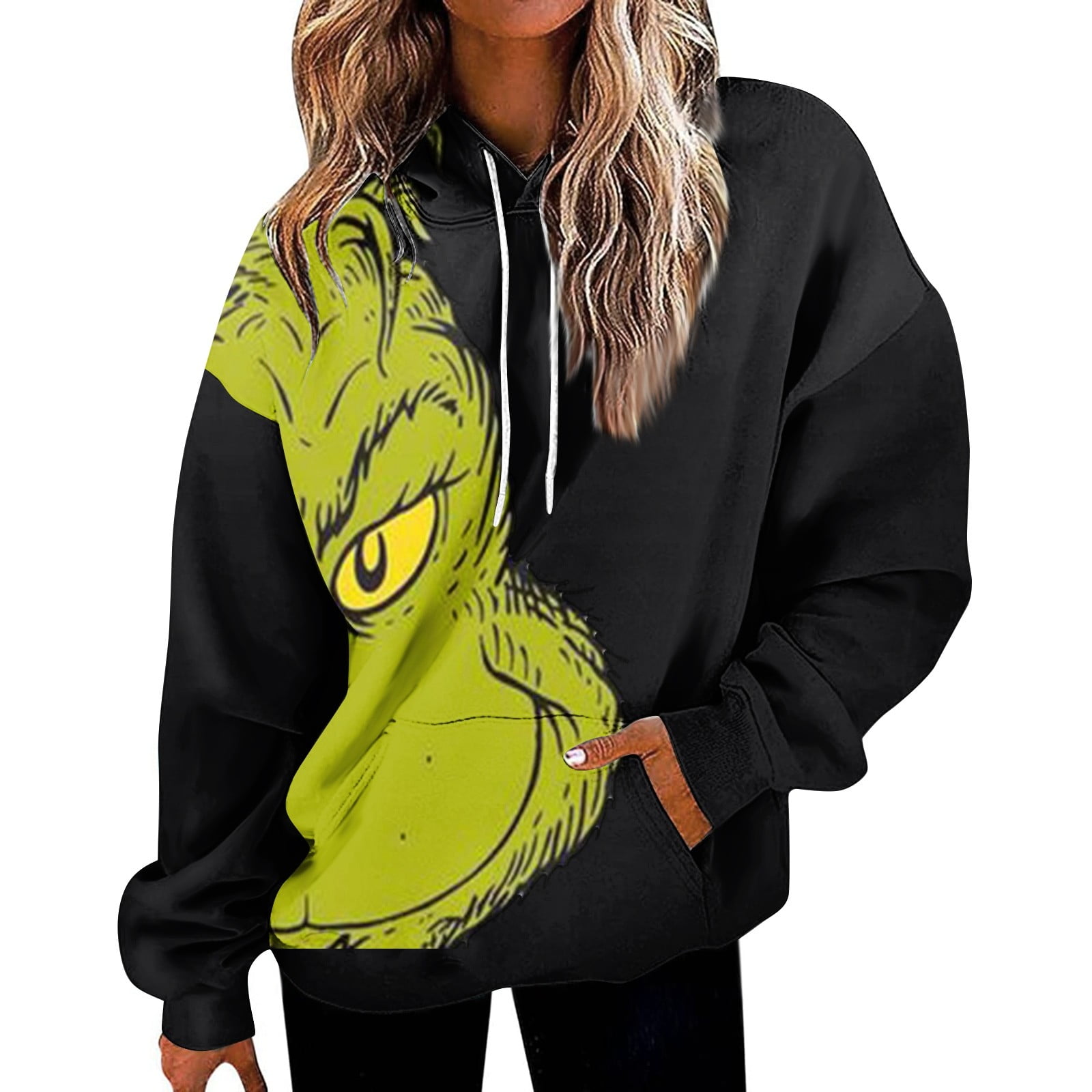 SEAYI Women's Grinch Printed Oversized Hoodies Grinch Christmas