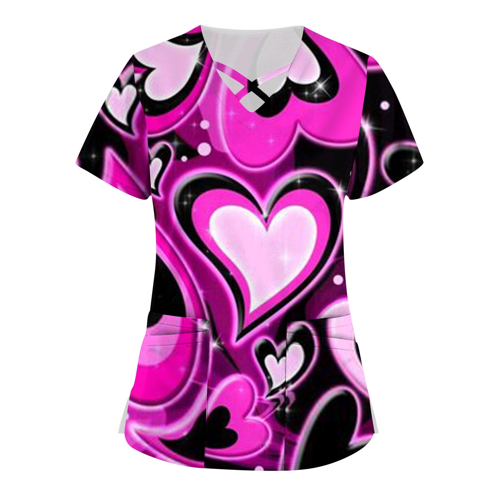 SEAYI Women's Valentine's Day Printed Working Uniform Work Utility