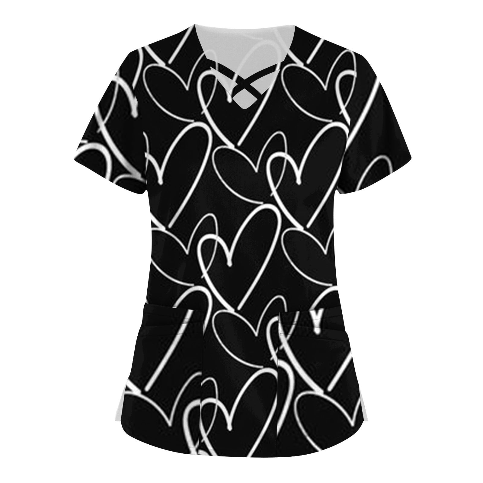 SEAYI Women's Valentine's Day Printed Working Uniform Work Utility