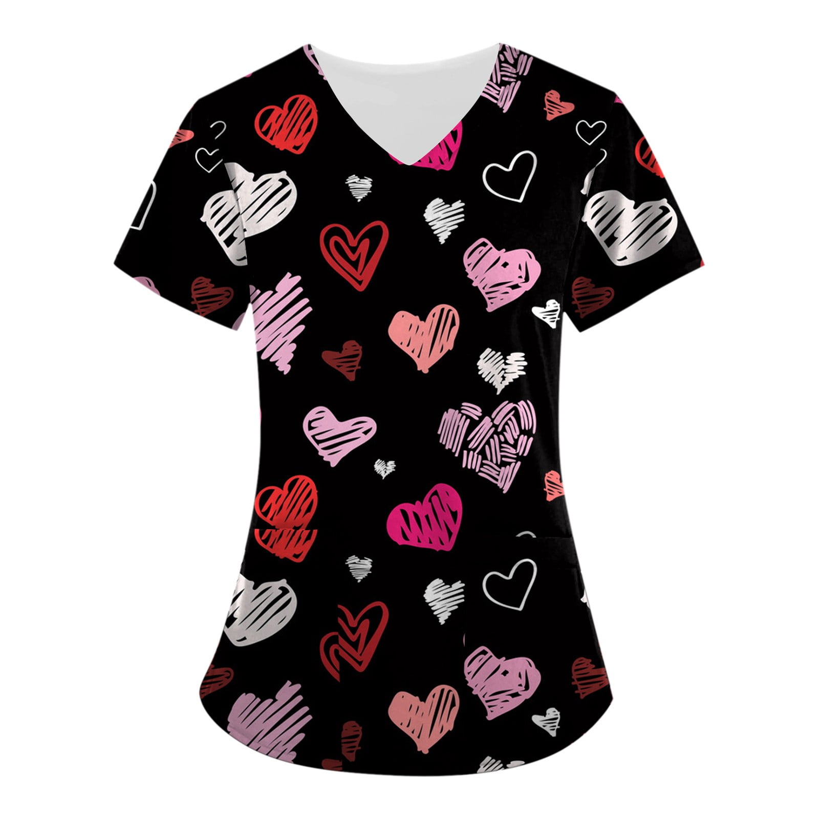 SEAYI Women's Valentine's Day Printed Working Uniform Work Utility