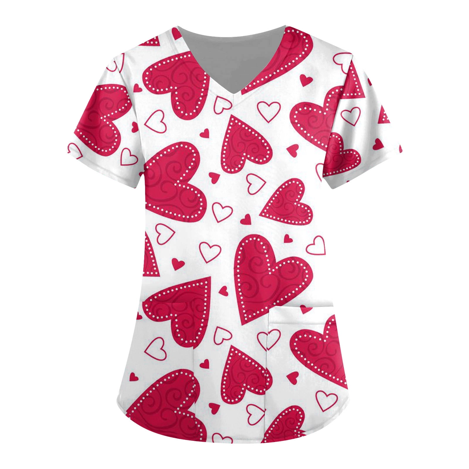 SEAYI Women's Valentine's Day Printed Working Uniform Work Utility