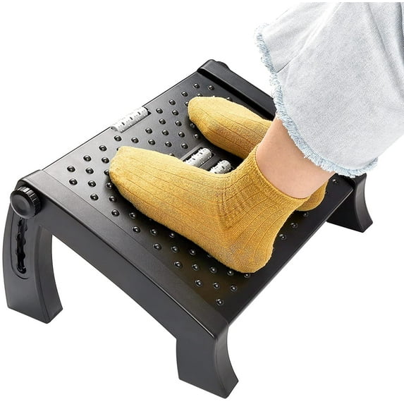 SEBIDER Height Adjustable Footrest with Massage Surface Under Desk, Ergonomic Comfort Home & Office Foot Stool, Black
