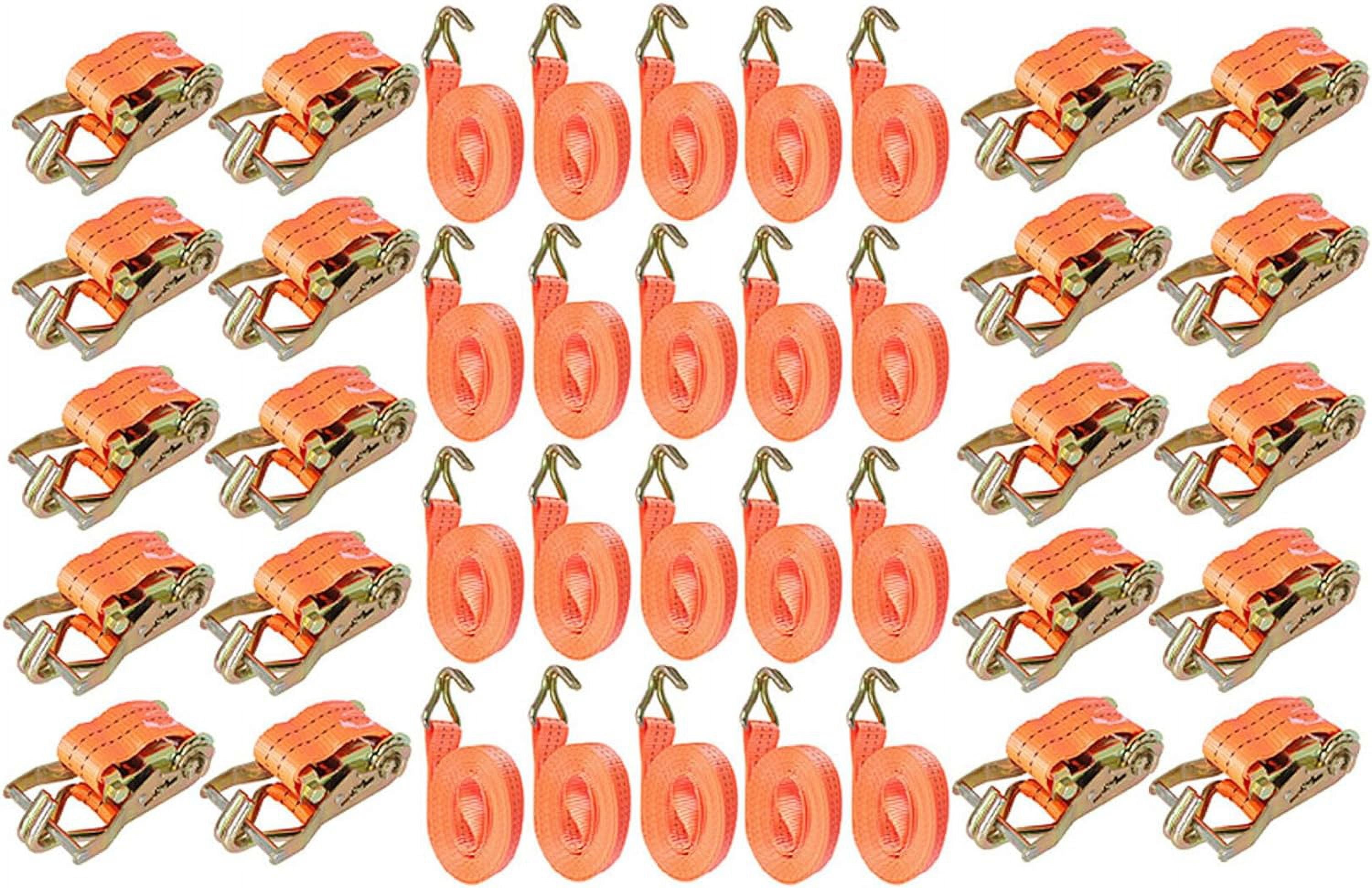 SEBLAFF 20 Set 1.5in X 20ft 4000 Lbs Orange Ratchet Straps with J Hook Heavy Duty