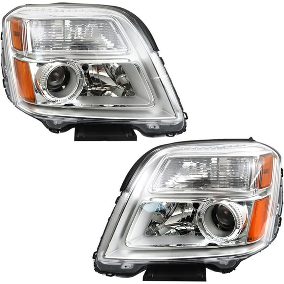 SEBLAFF 2PCS Driver and Passenger Side Headlight Assembly Replacement for Terrain 2010-2015 SL/SLE/SLT Headlights Halogen Projector Chrome Clear 23319179 23319180