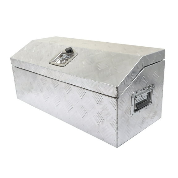 SEBLAFF 30 Inch Trailer Tongue Tool Box Aluminum Heavy Duty Truck Pickup Underbody Underbed Storage Organizer 5 Bar Tread Tool Box Weather Resistant Seal w/Lock & Keys Siver