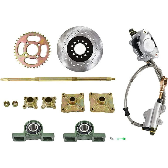 SEBLAFF 32 Rear Axle Kit + Brake Assembly +Sprocket Hub Replacement for DIY rebuild Go Kart ATV Quad Drift Trikes