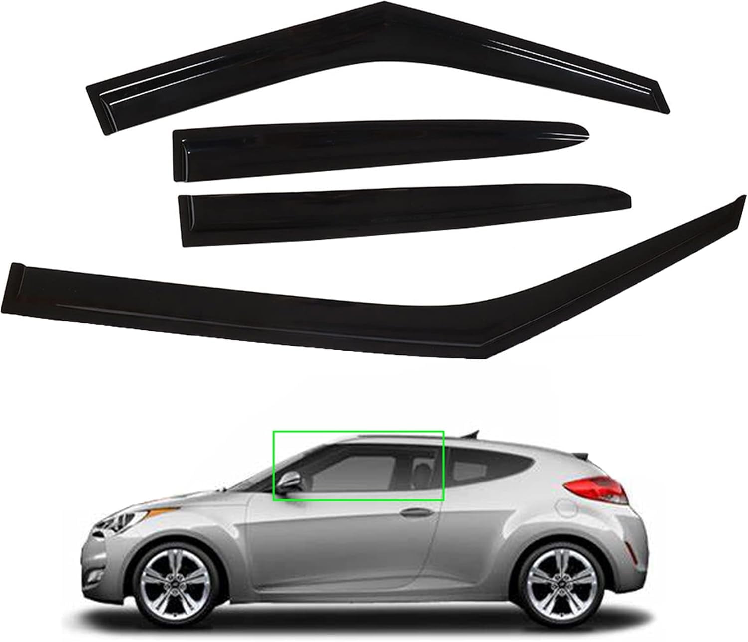 SEBLAFF 4 PCS Side Window Vent Visors Rain Guards Deflectors Smoke Replacement for 2011-2017 Veloster