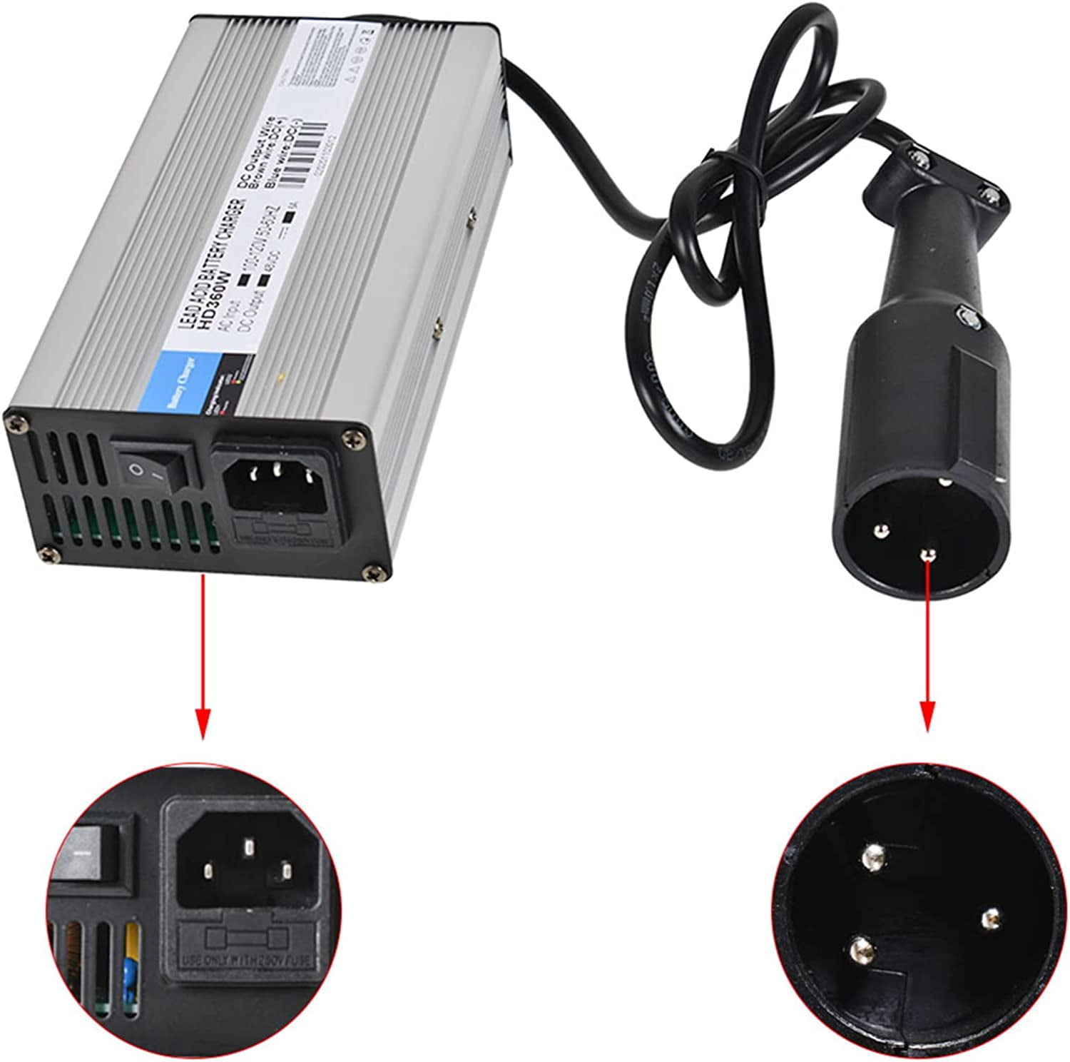 SEBLAFF 48 Volt For Club Car Golf Cart Battery Charger 48V 6 Amps Snap Head 3 Pin Plug