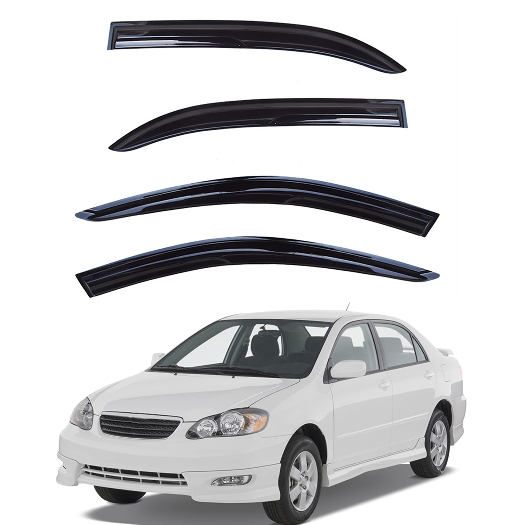 SEBLAFF 4Pc Window Visor Vent Fit for 03-08 Toyota Corolla Mugen Style Acrylic Rain Wind Guard