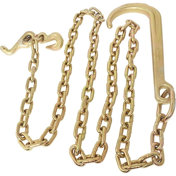 SEBLAFF 5/16 x 8 FT Grade 70 Tow Chain 15 J Hook Mini T Hook Replacement for Recovery Wrecker Axle