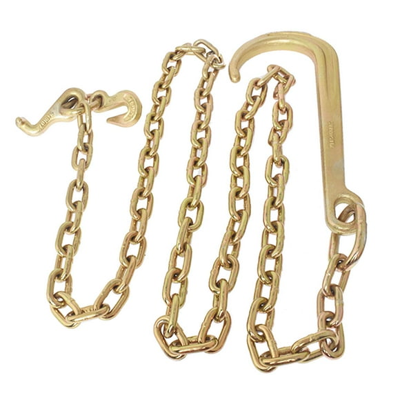 SEBLAFF 5/16 x 8 FT Grade 70 Tow Chain 15 J Hook and T Hook Mini J Hook Replacement for Recovery Wrecker Axle Tow Truck Chain
