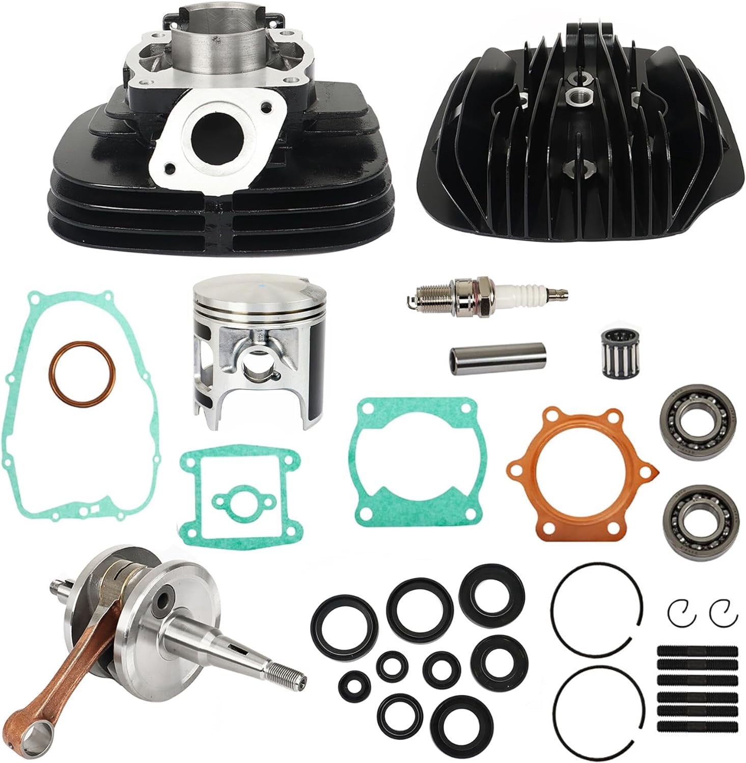 SEBLAFF 66mm 195cc Cylinder Head Piston Crankshaft Seal Gasket Top End Rebuild Kit Set Replacement for Yamaha Blaster 200 YFS200 1988-2006