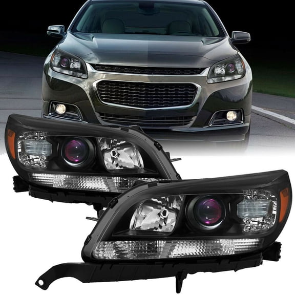 SEBLAFF Black Headlights Assembly Replacement for 2013 2014 2015 Chevy Malibu Projector Headlights Headlamps Driver and Passenger Side