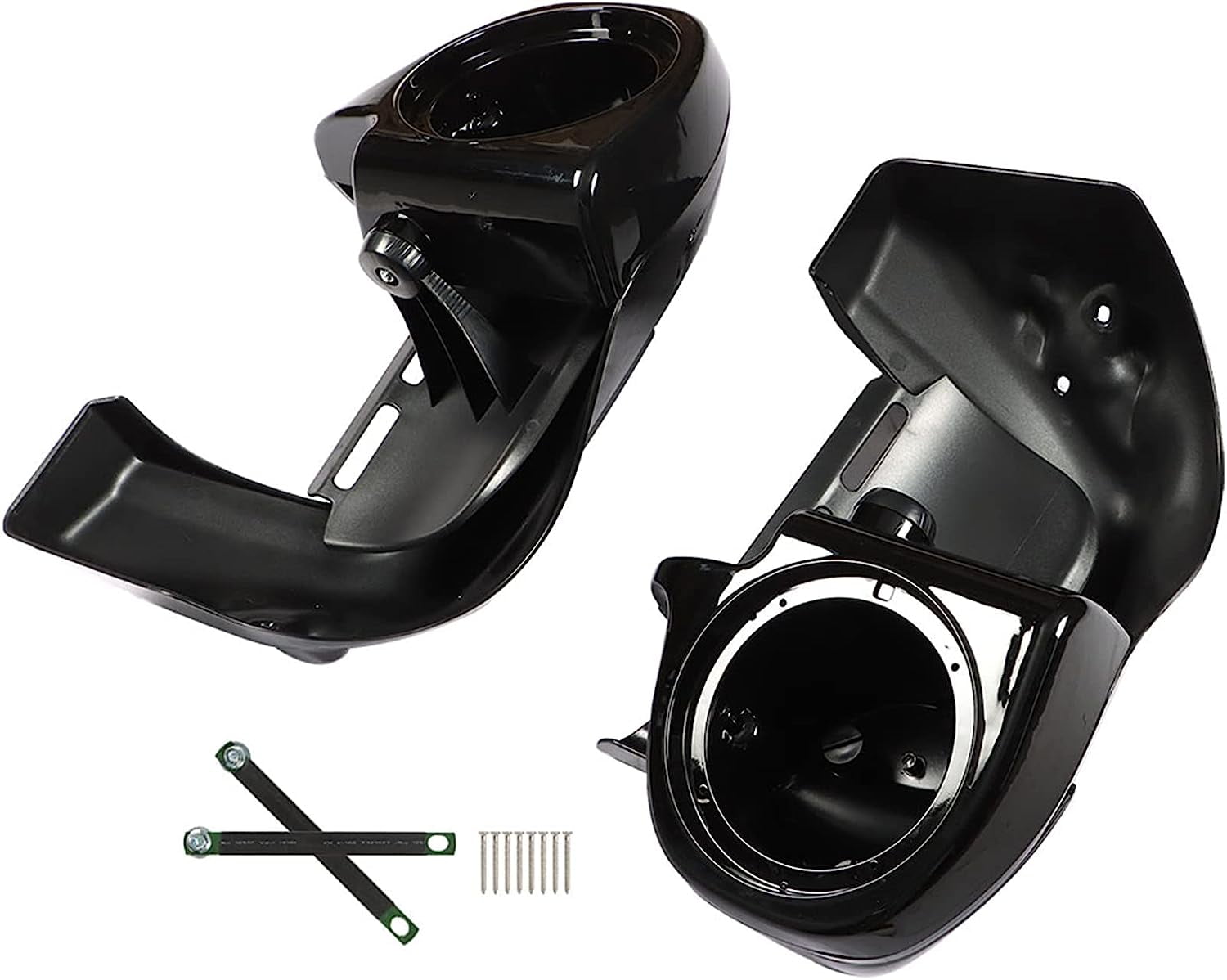 SEBLAFF Black Motorcycle Lower Vented Leg Fairings w/ 6.5 Speaker Box