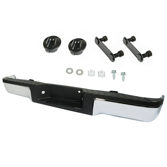 SEBLAFF Chrome Steel Complete Rear Bumper Assembly without Parking Assist Sensor Hole Replacement for 2009 2010 2011 2012 2013 2014 F150 FO1103160