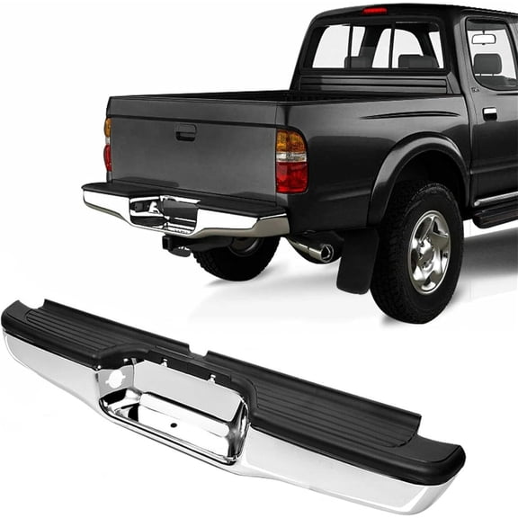 SEBLAFF Chrome Steel Rear Step Bumper Replacement for Toyota Tacoma 1995 1996 1997 1998 1999 2000 2001 2002 2003 2004 TO1102215