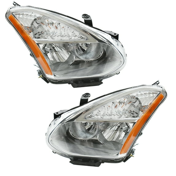 SEBLAFF Clear Headlights for 2008-2013 Nissan Rogue Clear Chrome Headlamps Left+Right