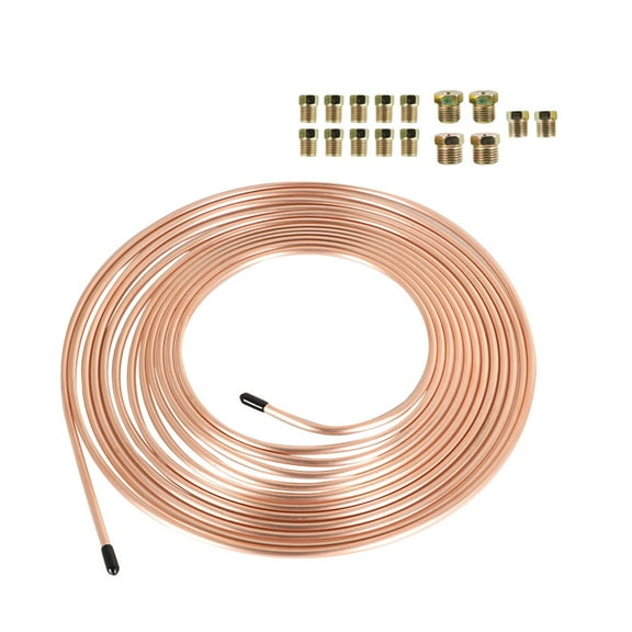 SEBLAFF Copper-Nickel Brake Line Tubing Kit 3/16 OD 25 Foot Coil Roll all Size Fittings