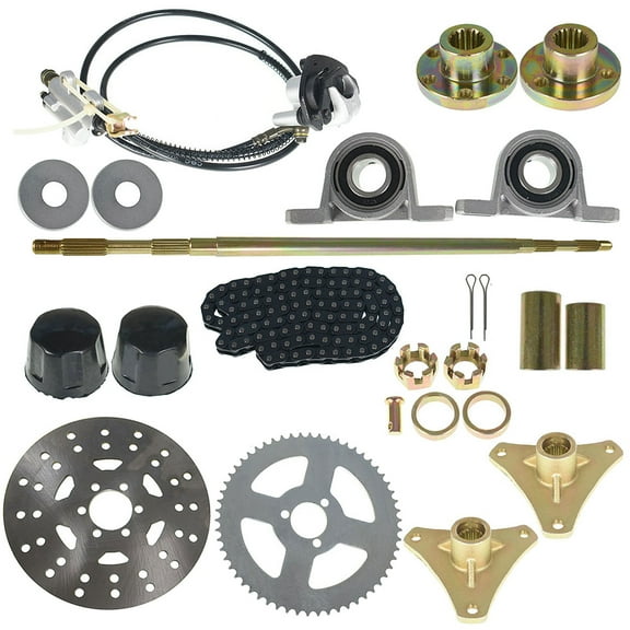 SEBLAFF Drift Trike Go Kart Rear Live Axle Kit, Sprocket & Hub, Brake Assembly,Chain,Hub