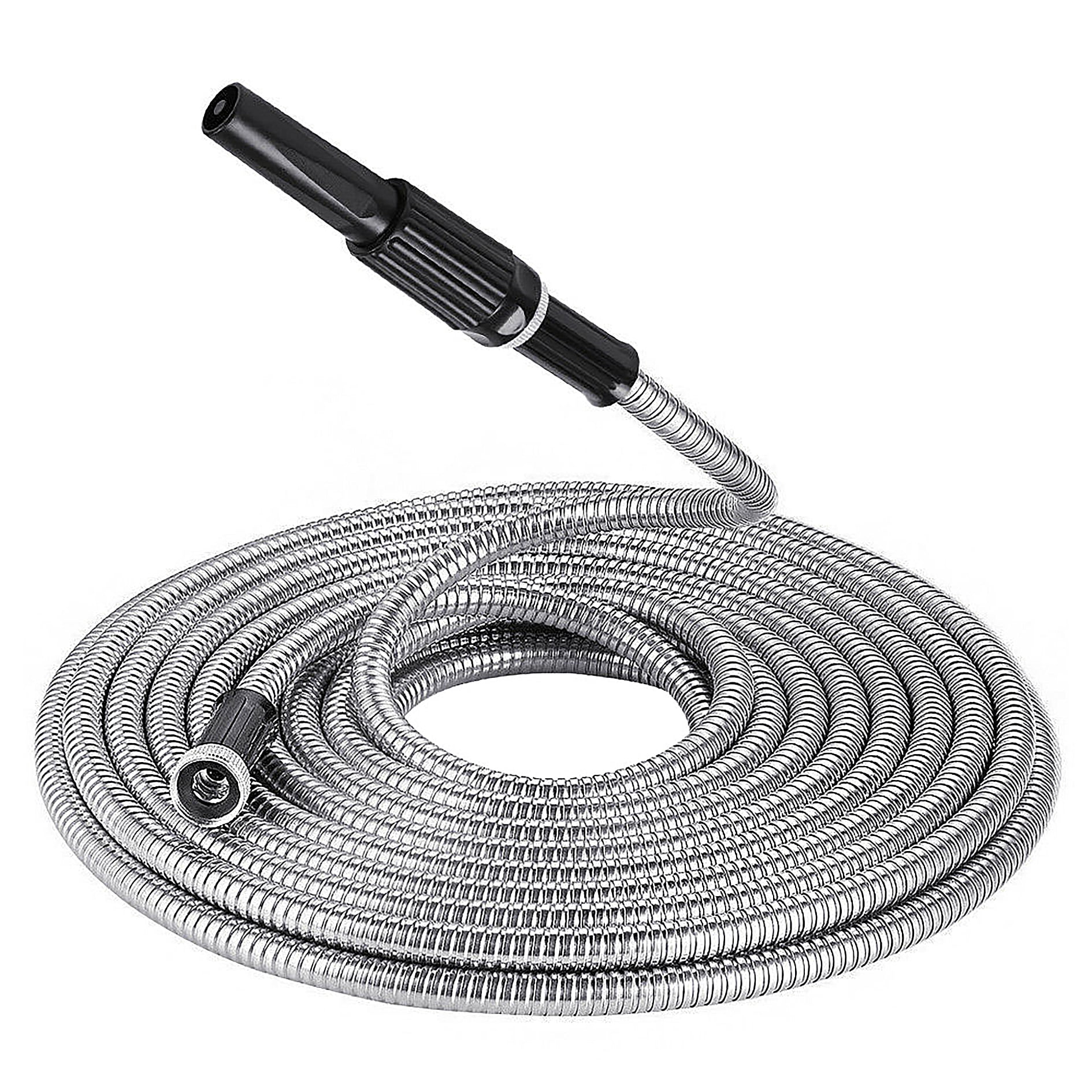 SEBLAFF Flexible Lightweight 304 Stainless Steel Garden Hose,Lightweight Metal Water Hoses with Nozzle for Portable