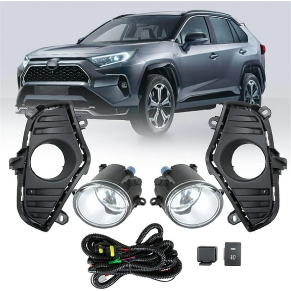 SEBLAFF Fog Lights Assembly Replacement for 2019 2020 2021 Toyota Rav4 with Bulbs Switch Wiring Kit