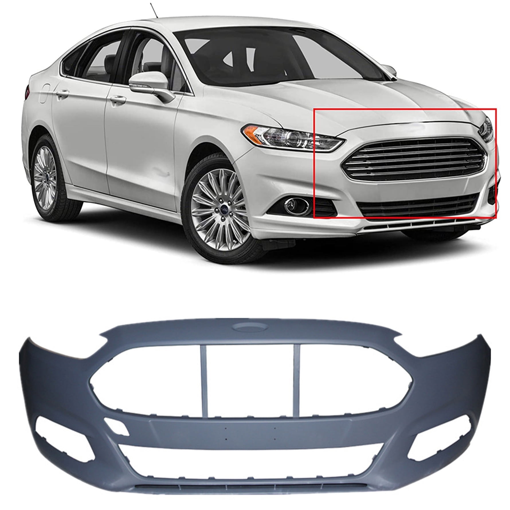 SEBLAFF Front Bumper Cover For 2013-2016 Ford Fusion Primed FO1000680 DS7Z17D957AAPTM