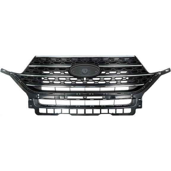 SEBLAFF Front Radiator Grille Gloss Black&Chrome Plastic For Ford Explorer XLT 2020-2021