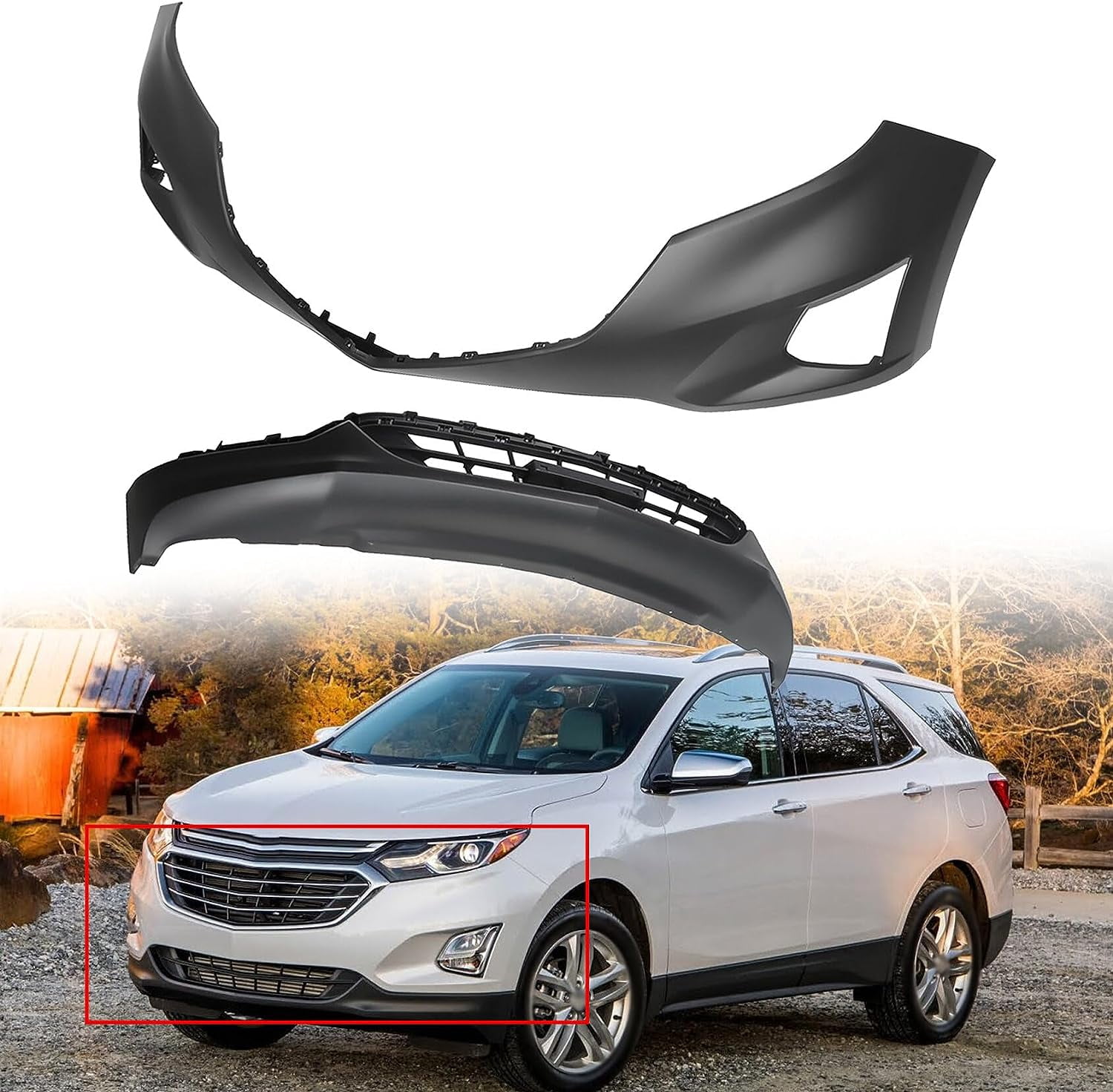 Front Bumper Grille Assembly For 2010-2015 Chevy Equinox LS/LT/LTZ - Upper & Lower Chrome Honeycomb Grilles