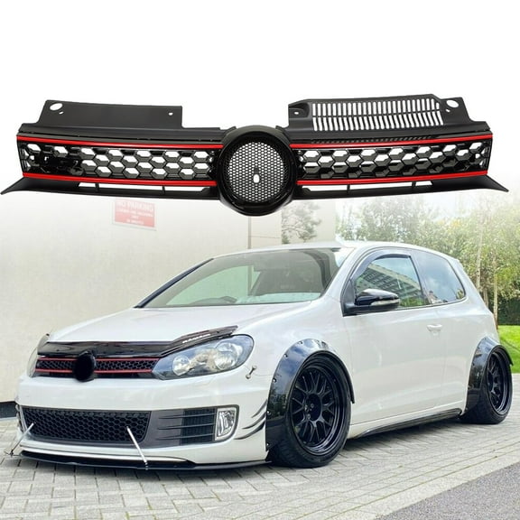 SEBLAFF Front Upper Hood Grille Honeycomb Mesh Fit for 2010 2011 2012 2013 2014 VW Golf GTI MK6 TDI