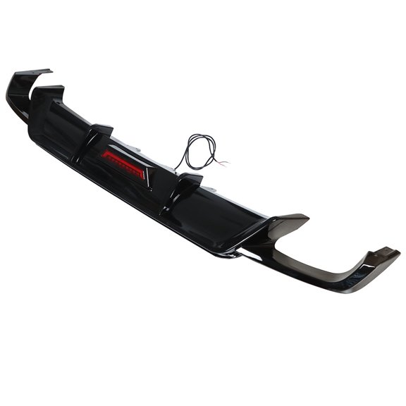 SEBLAFF Gloss Black Rear Bumper Lip Spoiler Lower Diffuser with LED Light Replacement for 2018-2021 Toyota Camry