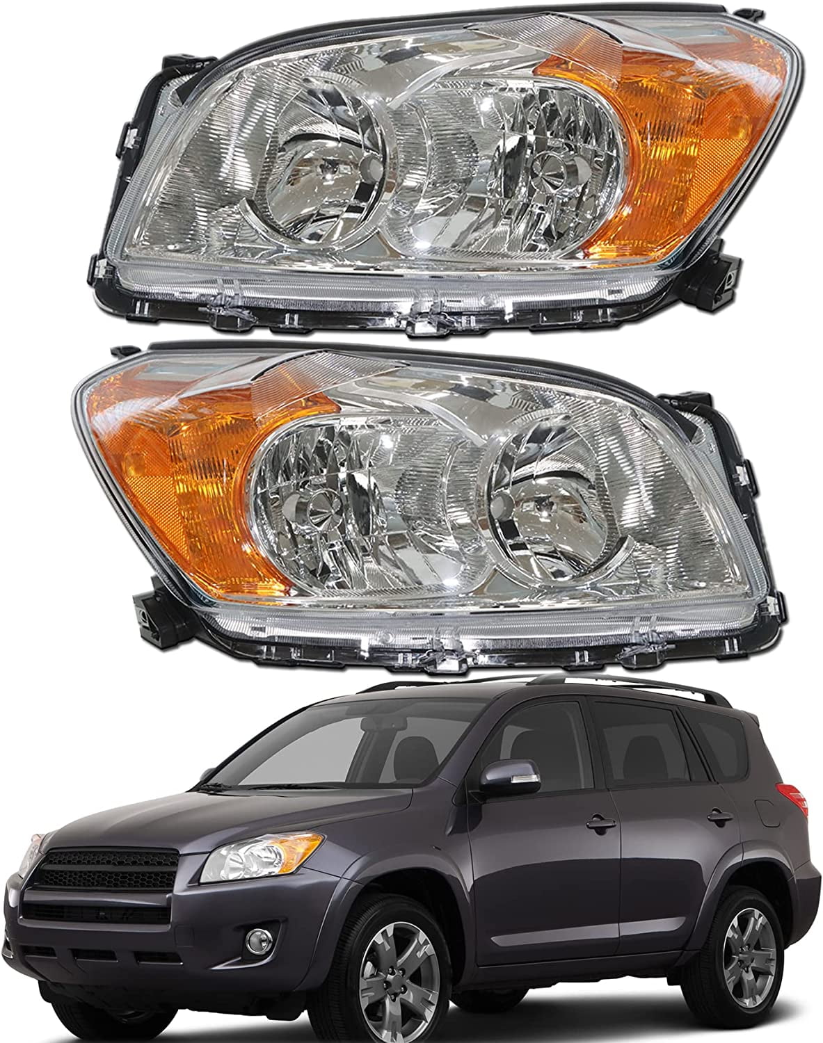 SEBLAFF Halogen Headlights Assembly Repalcement for RAV 4 2009 2010 ...