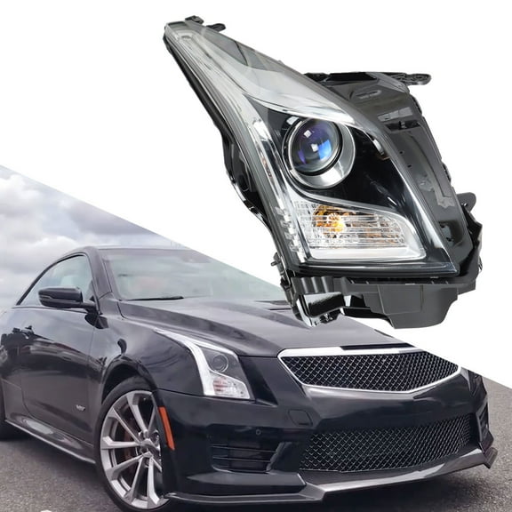 SEBLAFF Headlight Assembly Replacement for 2013-2018 Cadillac ATS Passenger Side Halogen Chrome Right Headlamp RH