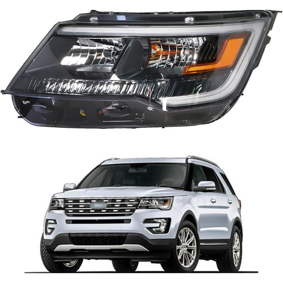 SEBLAFF Headlight Assembly with DRL Replacement for Explorer 2016-2018 Housing Black Lamp Set Driver Side LH 1PC FB5Z13008AD