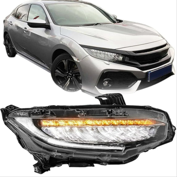 SEBLAFF Headlight Replacement for 10TH Gen Honda Civic Sedan/Coupe/Hatchback/Type R 2016 2017 2018 2019 Passenger Side Headlamp with LED DRL Normal HO2502176 HO2503173