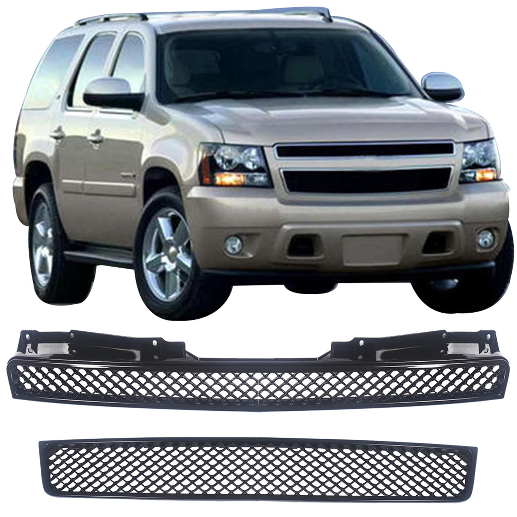 SEBLAFF Mesh Front Hood Bumper Grill Grille Black Replacement for Chevrolet  2007-2014 Tahoe suburban avalanche GM1200596 GM1200563 GM1200590