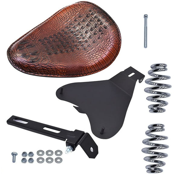 SEBLAFF Motorcycle PU leather Solo Seat Spring w/Seat Base Brown Replacement for Honda Shadow Spirit ACE VT 1100 750 Yamaha Kawasaki Suzuki Sportster Bobber Chopper
