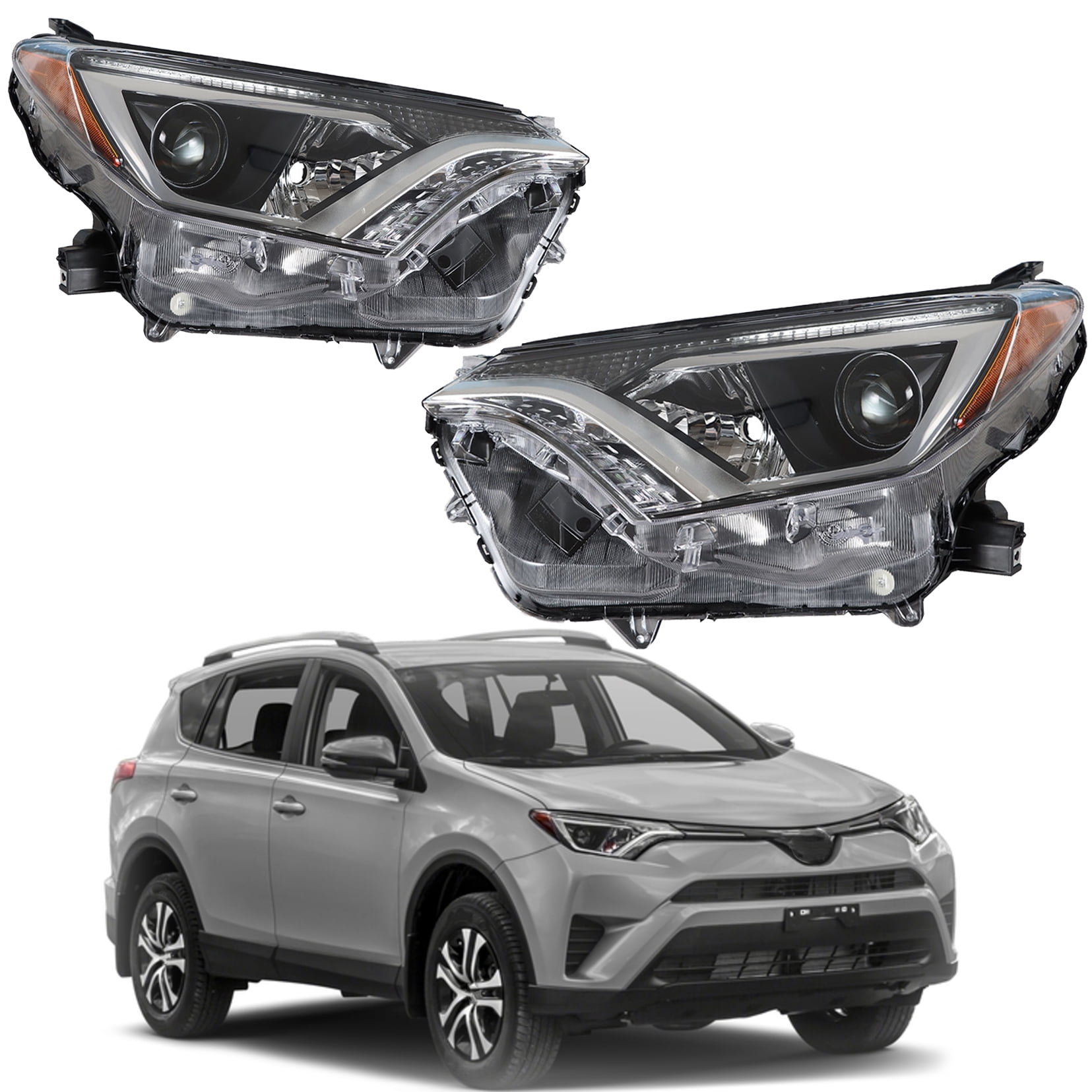 SEBLAFF Pair Left+Right Projector Headlights For 20162018 Toyota Rav4