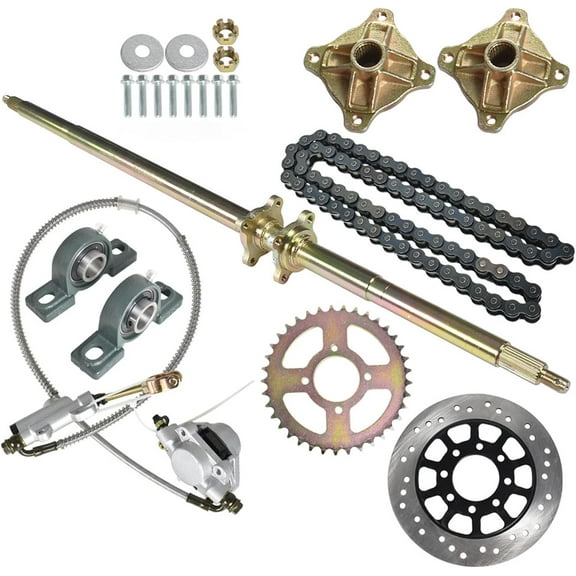 SEBLAFF Rear Live Axle Kit Chain Sprocket Brake Wheel Hub Go Cart ATV Quad 44"