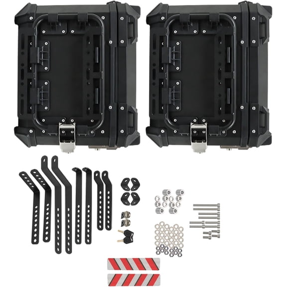 SEBLAFF Universal Motorcycle Side Case,36L Motorcycle Hard Side Saddlebag Box Trunk Black Aluminum with Support Racks Security Lock