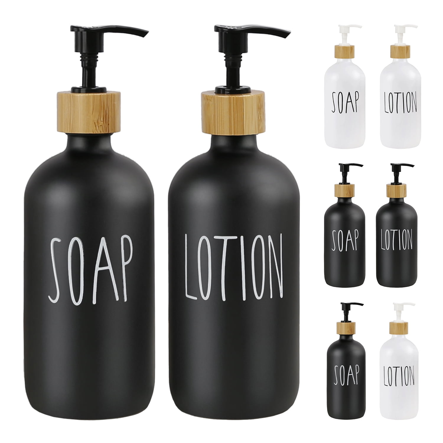 SEBORIO Glass Soap Dispenser Bathroom Set Pump- Hand Soap and Lotion ...