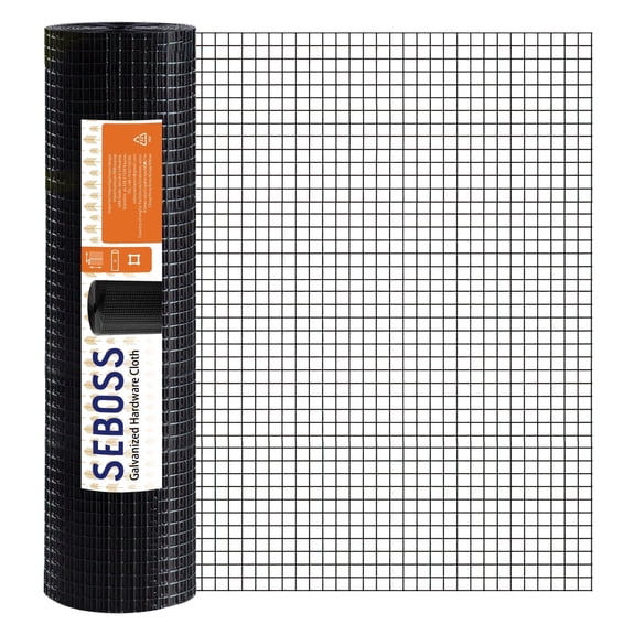 SEBOSS 1/2 inch Openings 48in x100 ft 19 Gauge Black Hardware Cloth Vinyl Coated Wire Mesh Roll