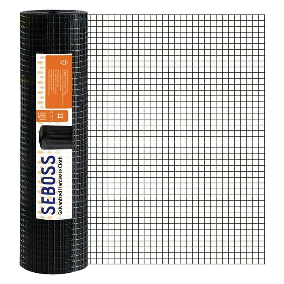 SEBOSS 1/2 inch Openings 72in x100 ft Black Hardware Cloth Vinyl Coated Wire Mesh Roll