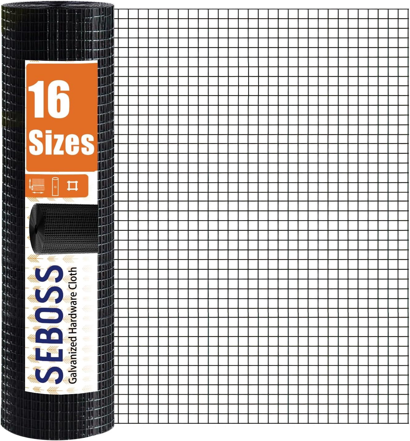 SEBOSS Black Hardware Cloth 1/2 inch 60'' x 100' 19-Gauge, PVC Coated Chicken Wire Fencing, Coating Wire Mesh Roll, Chicken Wire Mesh, Wire Fence Roll, Welded Wire Fencing, Garden Fence