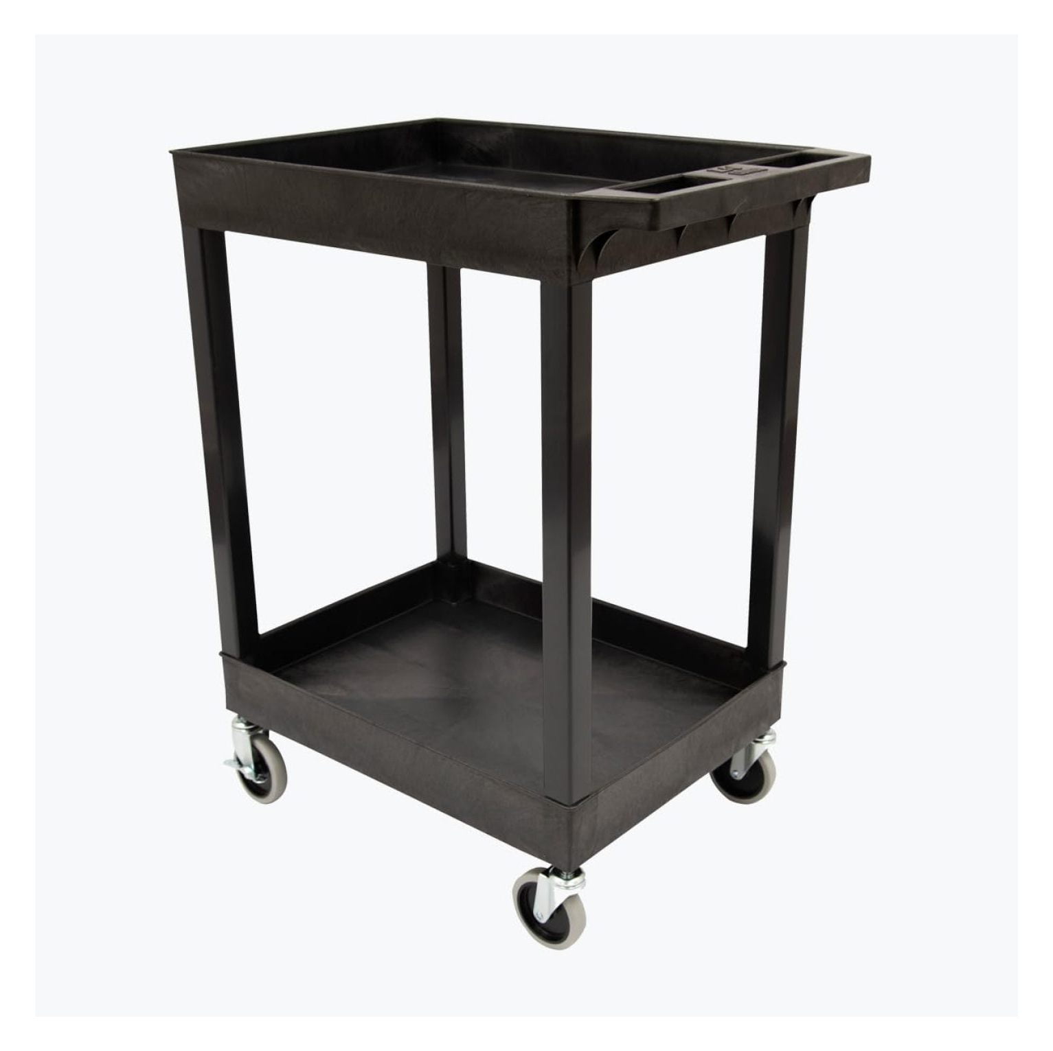 Black Heavy-Duty Two-Shelf Utility Cart with Casters