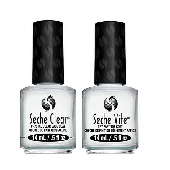SECHE VITE Ridge filling Base Coat & Fast Dry Top Coat SET 0.5oz Each * BEAUTY TALK LA *