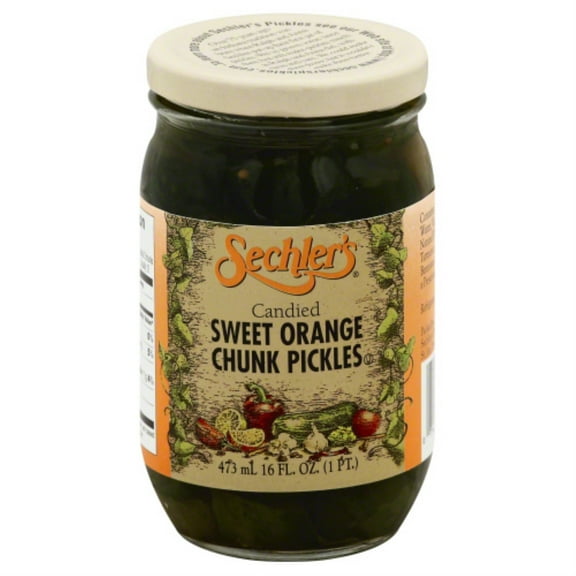 SECHLERS, PICKLE CANDIED SWT ORNG CHNKS, 16 OZ, (Pack of 6)