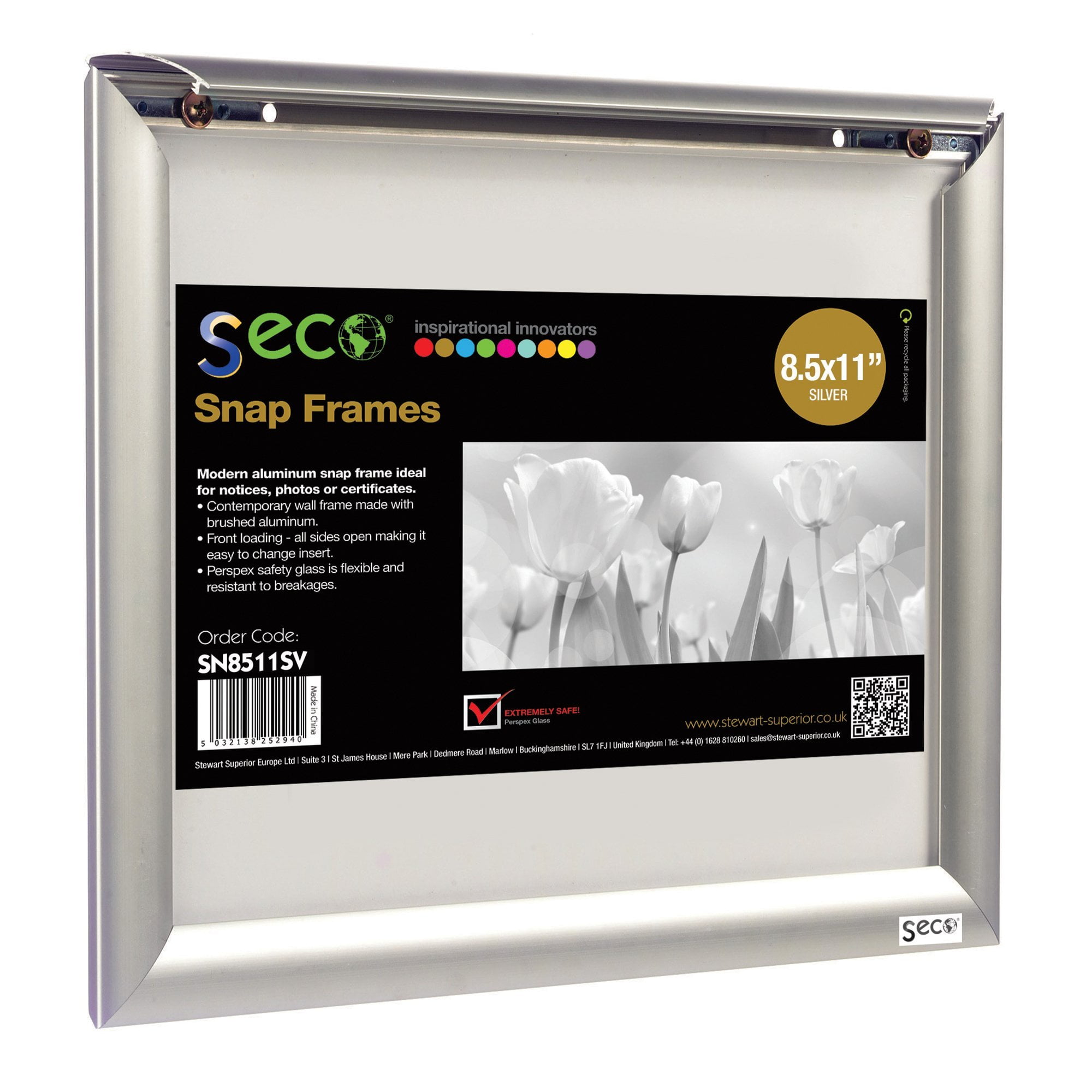 Silver Aluminum 8.5" x 11" Wall Mount Poster Frame