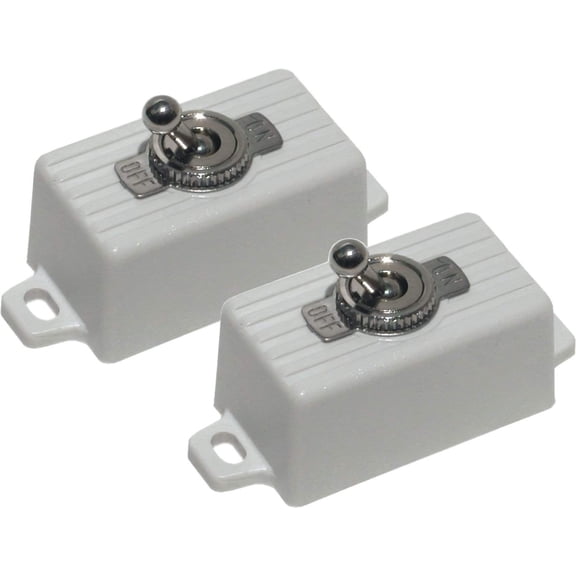 ENFORCER SS-076Q/SW SPST Toggle Switch, 3A 125VDC, Surface Mount, Pre-Wired Leads, White Plastic Case, 2-Pack by Seco-Larm