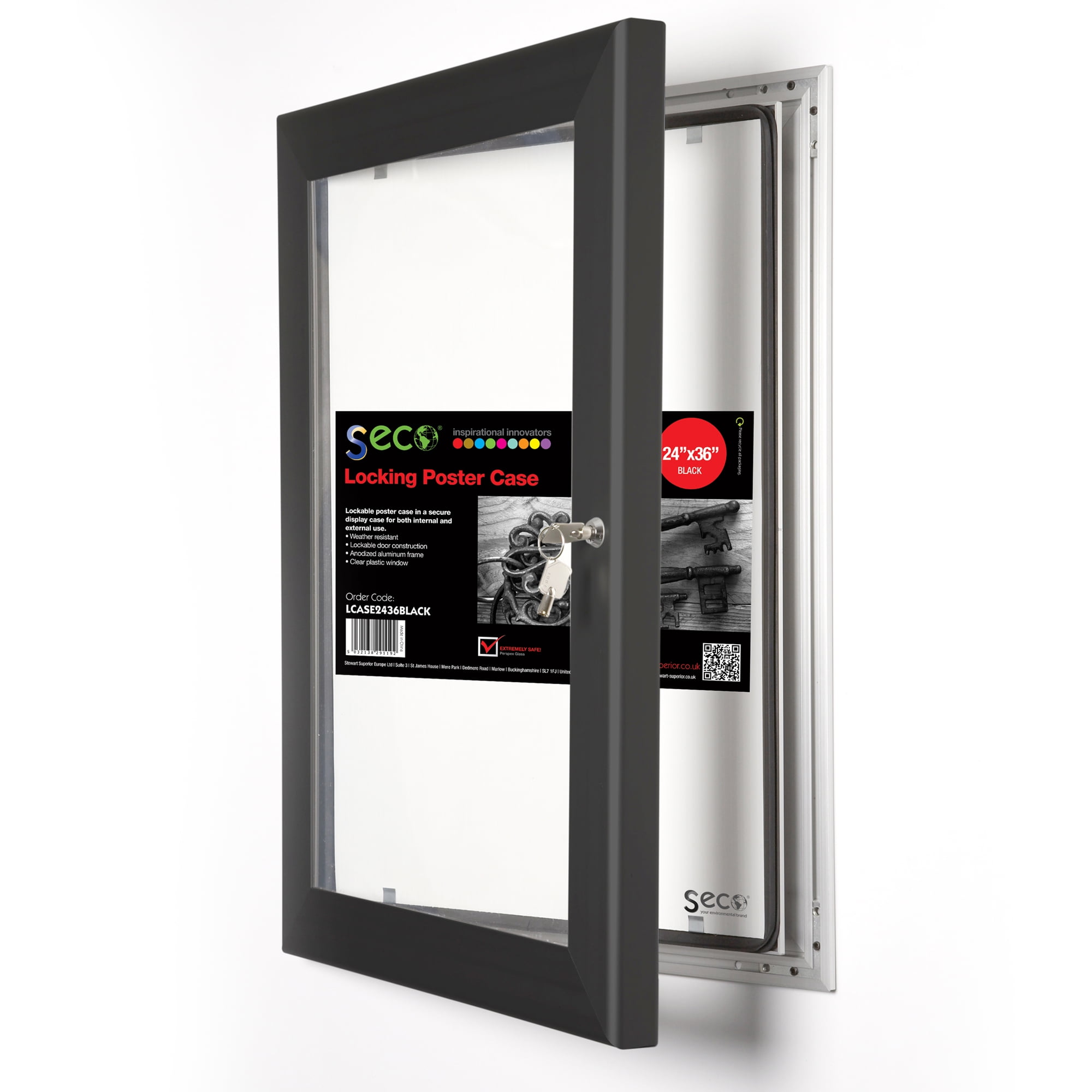 SECO Locking Indoor/Outdoor Poster Case, Shatterproof, Rustproof, 24