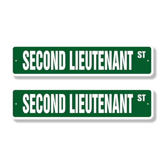 SECOND LIEUTENANT Classic Street Sign (2 Pack) US Army 2nd Lt soldier Road Sign | 4" X 18" Plastic Address Sign